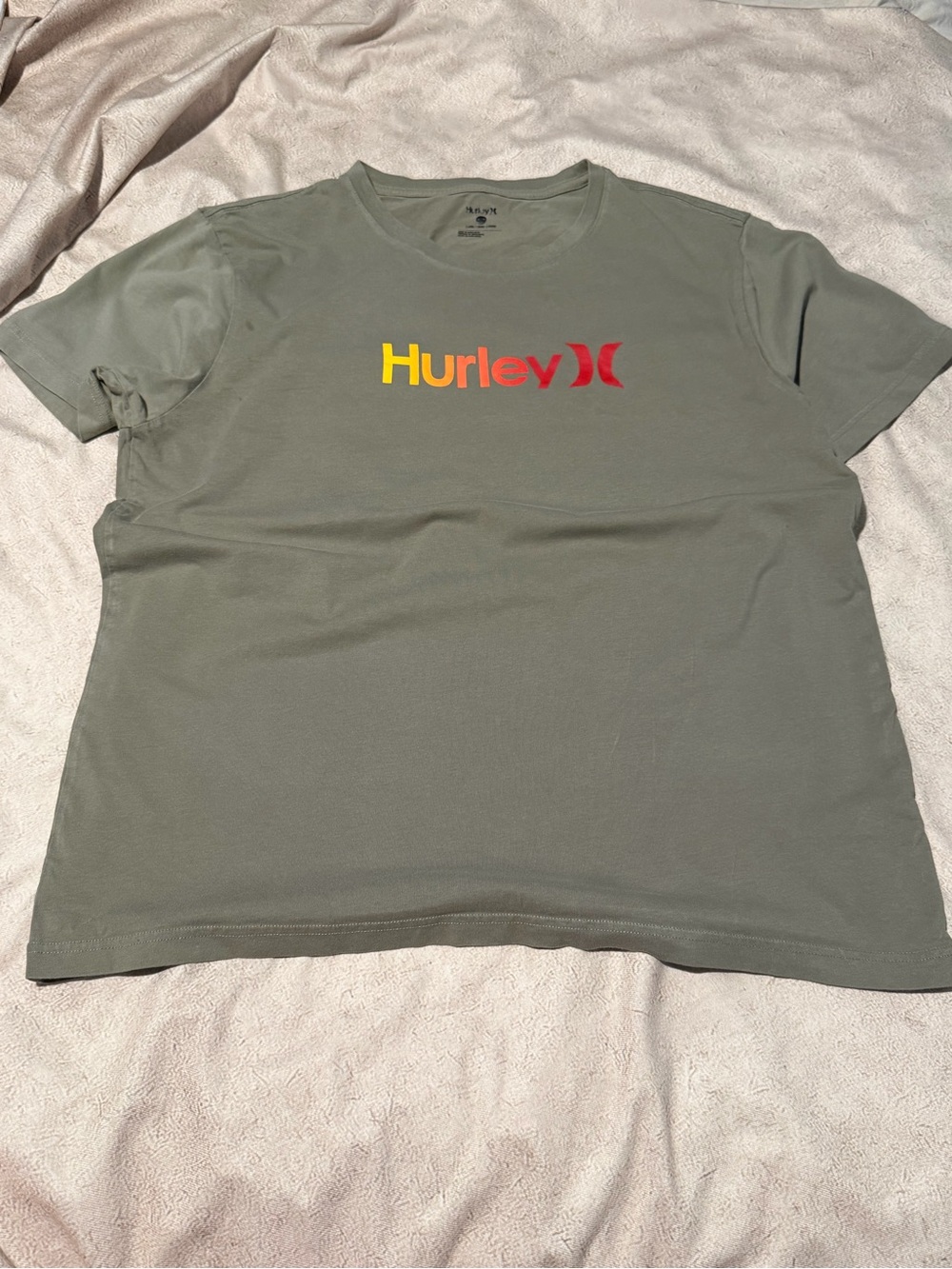 Hurley Olive Green Short Sleeve Tee with Gradient Logo
